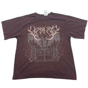 Vitriol T-Shirt Women Small Graphic Tee Brown Gothic Skull Demon Short Sleeve